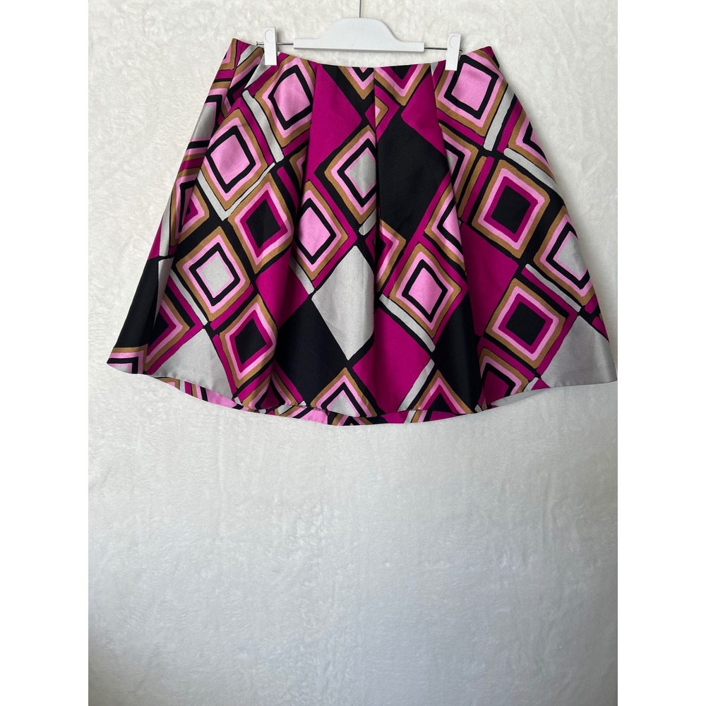 Lane Bryant Pink Geometric Diamond Print A-Line Mini Skirt Pockets Womens‎ 16